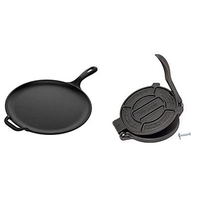 Uno Casa Cast Iron Tortilla Press 8 Inch with Cast Iron Comal Pan