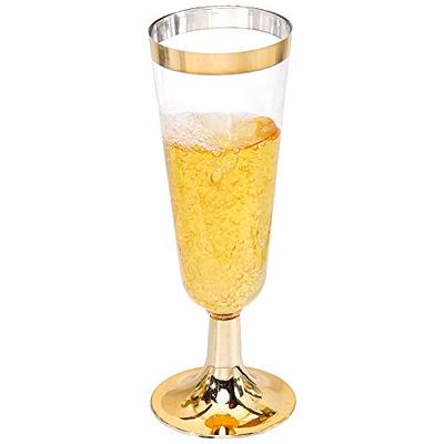 [120 PACK] Plastic Champagne Flutes 5 oz - Hard Plastic Disposable Clear  Plastic Glass Like Flutes - Champagne Glasses BPA Free Toasting Flutes 