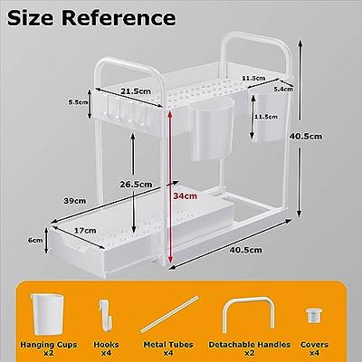 WAKISA 2 Pack Under Sink Organizer, 2 Tier Under Sink Organizers and  Storage Kitchen Cabinet Sink Organizer Shelf Rack with 4 Hanging Cups and 5  Hooks