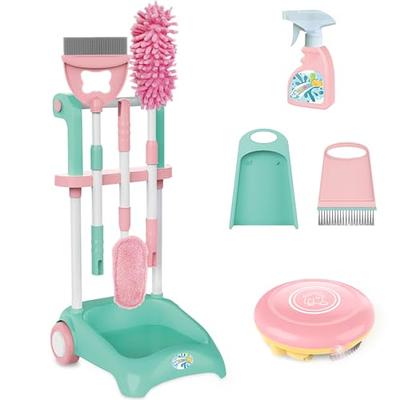 WHOHOLL Kid Cleaning Set, Wooden Toddler Broom Set for Housekeeping, 9 Pcs  Kids Broom and Mop