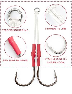 BLUEWING Twin Assist Hooks with Dyneema String 5pcs Stainless