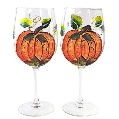 Painted Thanksgiving Wine Glass