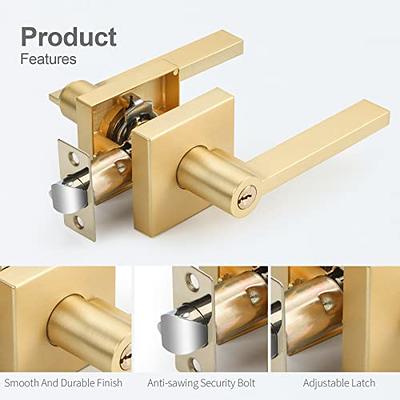 1 Pack Heavy Duty Satin Brass Square Privacy Interior Door Levers