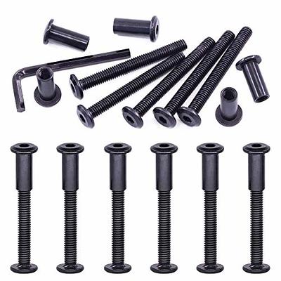 Swpeet 120Pcs M6x16mm/20mm/25mm/30mm/35mm Carbon Steel Black Hex Drive  Socket Cap Bolts Barrel Nuts Kit with 1Pcs Allen Wrench, Screw Post Fit for