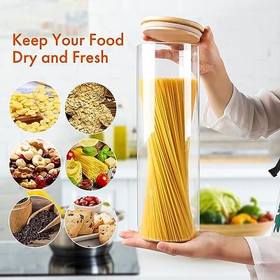 Glass Spaghetti Pasta Storage Container with Lids , Tall Clear