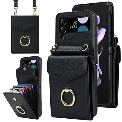 For Samsung Galaxy Z Flip 3 4 Leather Strap Chain Crossbody Lanyard Wallet  Bag