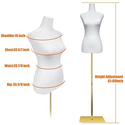 Mannequin Body, Mannequin Torso Mannequin Stand Dress Form 49.6-63.4 Height  Adjustable Maniquins Body Female, Portable Displays Women for Sewing