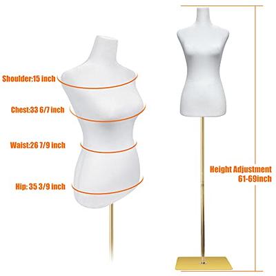 59-67 Inch Female Mannequin, Torso Sewing Mannequin Dress Form Mannequin  Body Adjustable Dress Mannequin with Stand Wood Base for Sewing Counter