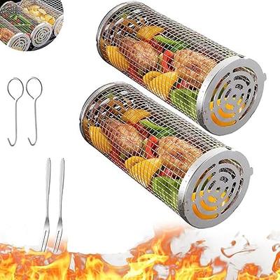 Grill Accessories, Rolling BBQ Basket, Grilling Tube for Veggies