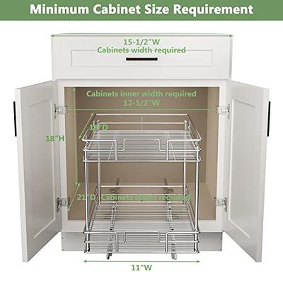 ROOMTEC New Version Pull Out Cabinet Organizer for Base Cabinet (17 W x 21 D), Kitchen Cabinet Organizer and Storage 2-Tier Cabinet Pull Out