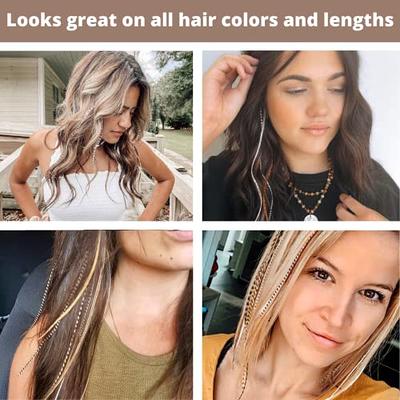 Feather Hair Extensions, 100% Real Rooster Feathers and bead loop kit, 20 Long  Thin Tie Dye Ginger Brown and Black and White grizzly striped Ombre  Bayalage natural look - Yahoo Shopping