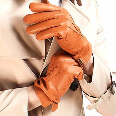 Men Fingerless Gloves - Nappaglo Lambskin Leather Half Finger Driving  Outdoor