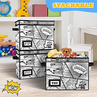 REDSHELL Comic Book Storage Box with Attached Lid, Collapsible Fabric  Storage Bins with Handles 15 X