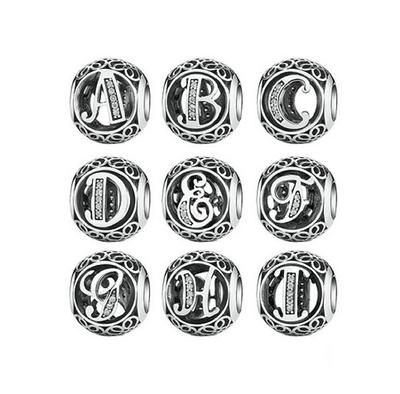 Alphabet Letter Initial Pendant Charms Sterling Silver 925 With Cubic  Zirconia Fits Women Bracelet, Free Shipping, 