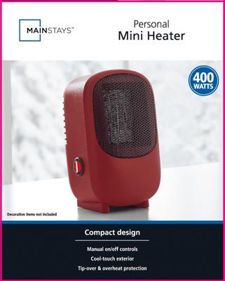 Comfort Zone 1,200-Watt Mini Ceramic Fireplace Electric Heater with  Simulated Flame in Red CZFP1 - The Home Depot
