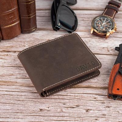 Mens Leather Wallet, Trifold Mens Wallet, Engraved Wallet, Groomsman Gift, Gift for Him, Boyfriend Gift, Anniversary gift, Christmas Gift