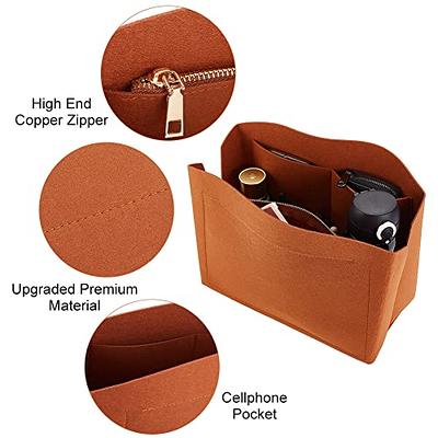 Vercord Felt Purse Organizer Insert Onthego 35 Handbag Tote Bag Organizer  Bag in Bag with Removable Zipper