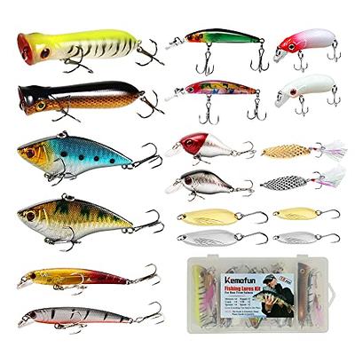 Kemofun Fishing Lures Kit for Bass Trout, Portable Tackle Box Include Minnow  Popper Crankbait Topwater Swimbait Spinner Spoon VIB Hardbait, Freshwater  Saltwater Fishing Hook Accessories 18Pcs Bait Set - Yahoo Shopping