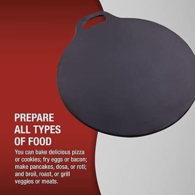 12-Inch Cast-Iron Comal Pizza Pan with a Long Handle and a Loop Handle