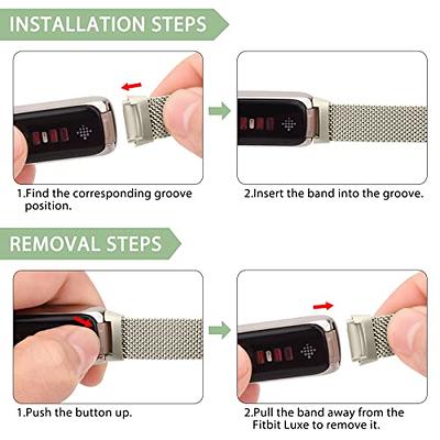 KOREDA Compatible with Fitbit Luxe Bands Sets, 2 Pack Stainless Steel Metal  Band + Mesh Woven Strap Replacement Bracelet Wristband for Fitbit Luxe