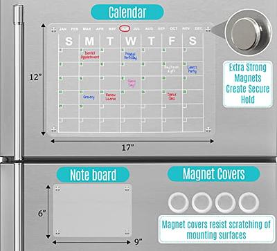 Magnetic Acrylic Calendar for Fridge 17x12 Clear Dry Erase Calendar Board  for Refrigerator Includes 5 Dry Erase Markers and Eraser 