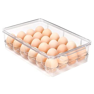 OnDisplay Stackable Acrylic Gravity Egg Tray Holder for Fridge (Brown, Set  of 3 Trays)