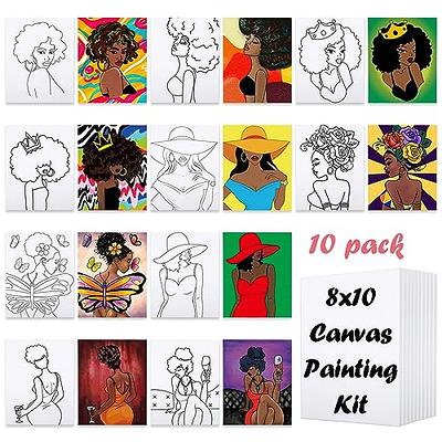 VOCHIC Canvas Painting Kit Pre Drawn Canvas for Painting for Adults Party  Party Kits Paint and Sip Party Supplies 8x10 Canvas to Paint Girl 8 Acrylic  Colors,3 Brush,1 Pallet Paint Art Set 