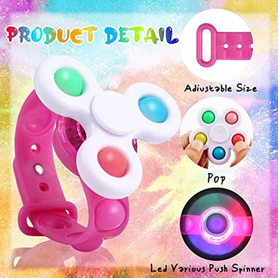 Kids Party Favors- LED Light Up Bracelet Glow in The Dark Halloween Party  Supplie- Pop Bracelet Fidget Spinner- Goodie Bag Stuffers Return Gift