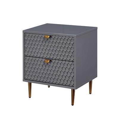 Boyel Living Gray Fully Assembled Nightstand 2 Drawer Accent Chest Of Drawers With Golden Stands Yahoo Shopping