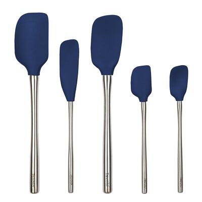 Ovente Black Non-Stick Silicone Spatula Set with Heat Resistant & Stainless Steel Core, Set of 5