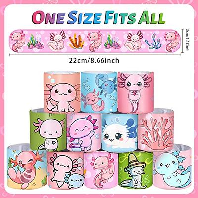 AwserTantue 122Pcs Axolotl Party Favor, Pack of Reptile Animal Rubber  Bracelet Resin Ornaments Temporary Tatto Sticker Keychain with Thank You  Cards