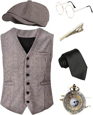 EFORLED Halloween 1920s Mens Costume Accessories Set,Great Gatsby  Clothing,Roaring 20s Pocket Watch,Mafia Mobster Hat for Old Man,1Coffee-XXL  - Yahoo Shopping