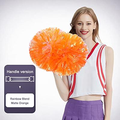 4 Pack Pom Poms Cheerleading with Baton Handle Cheer Pom Poms for Kids  Adults Shiny Metallic Foil Plastic Pom Poms for Cheerleading Performance  and