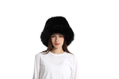 yamerbo Women Fuzzy Bucket Hat Winter Fluffy Furry Plush Faux Fur Hats Warm  Plush Solid Color Bucket Hat-Black - Yahoo Shopping