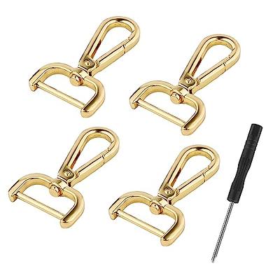 2 GOLD Snap Push Gate Hooks Metal Swivel Snap Hooks with D Rings