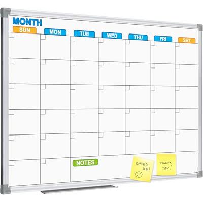 JILoffice Large Dry Erase Calendar Whiteboard - Magnetic White Board  Calendar Monthly 60 X 40 Inch, Black Aluminum Frame Wall Mounted Board for  Office