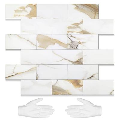 STICKGOO Wood Peel and Stick Mosaic Tile Backsplash For Kitchen 10 Pack
