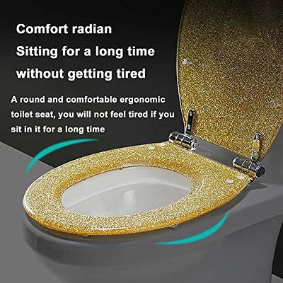 Blk/White/Gold/Silver Glitter Toilet Seat Sparkle Resin Bathroom Soft Slow  Close