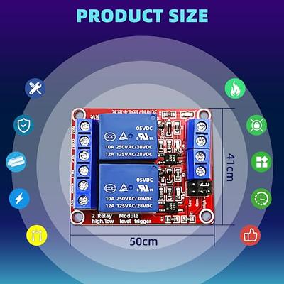 HiLetgo 2pcs DC 12V 2 Channel Relay Module with Isolated Optocoupler High  and Low Level H/L Level Trigger Module Triggered by DC 12V