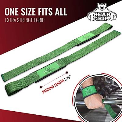Grizzly Fitness 1.5' Padded Cotton Weight Lifting Straps for Men & Women |  One-Size Pair , Black
