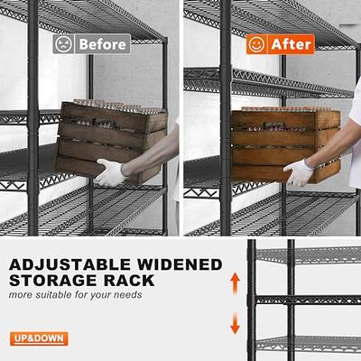 REIBII 55.2''W Storage Shelves 2500LBS Wire Shelving Unit with Wheels Heavy  Duty Metal Shelves for Storage Adjustable Garage Storage Rack Pantry Shelf  Kitchen Shelving, 75.3 H X 55.2''W X 23.6 D 