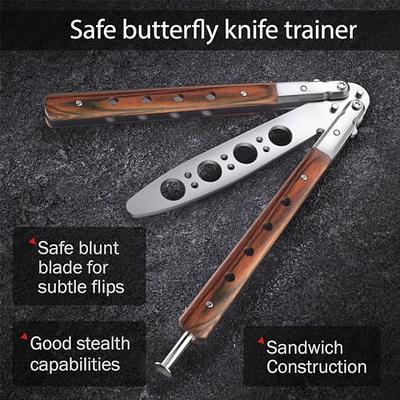  Butterfly Knife Trainer - Balisong Trainer - Practice Butterfly  Knife - Balisong Butterfly Knives NOT Real NOT Sharp Blade - Wood Dull  Trick Butterfly Knifes - Butter Fly Knife Training