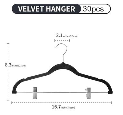 20 Luxury 16.5 Ultra Thin Space Saving Black Wooden Skirt Pant Hangers, 360 Degree Swivel Hook, Best for Suit, Coat Hangers Pants, Blouses, Dress