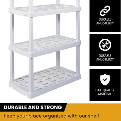 Hyper Tough 74 H x 18 D x 36 W 5 Shelf Plastic Garage Shelves, Pack of 2 Storage Shelving, Black 750 lbs Capacity