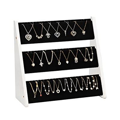 Yoimori Necklace Organizer, 3-Tier Necklace Holder Jewelry Organizer Stand  with Velvet, Wood Necklace Jewelry Display Stand, Necklace Display Stands  for Selling 72 Necklaces Bracelets (White) - Yahoo Shopping