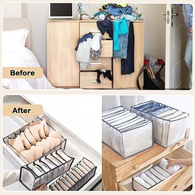 [Big Clear!]Folding Drawer Organizers Closet Clothes Organizer Storage Box  Nylon Jeans Drawer Divider Organizers for Pants Jeans T-shirt Legging Shirt