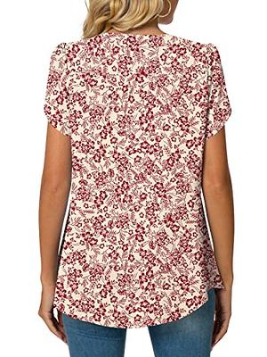 Tops for Women Casual Summer Short Sleeve Crew Neck Basic Tee Shirts Floral  Print Loose Comfy T-Shirt Blouses : Sports & Outdoors 