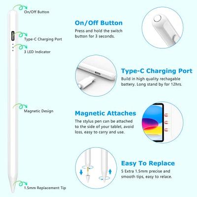 iPad Pencil 2nd Generation with Palm Rejection, Fast Charging, JAMJAKE  Apple Pencil 2nd Gen Compatible with iPad Pro 11&12.9, iPad