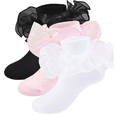 Girls Black Ruffle Socks, Baby Black Ruffle Socks, Pageant Ruffle