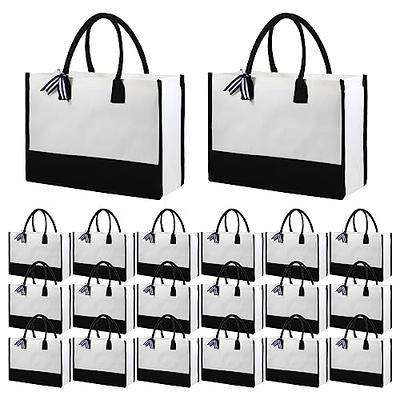 6 Pcs White Blank Sublimation Polyester Tote Bags with Handles Reusable  Waterproof Shopping Grocery Bag Personalizing DIY Christmas Gift Bag for